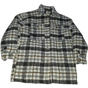 Universal Thread Plaid Shacket Oversized Button Down Shirt Jacket Women's Size S
